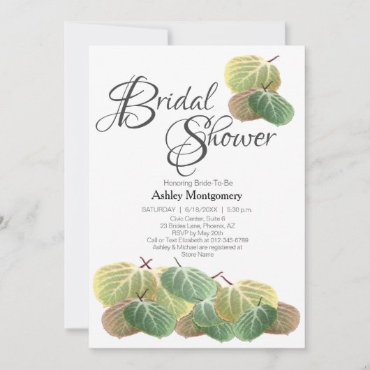 Rustige Vrijgezellenfeest Aspen Bark en Bladeren Kaart (Voorkant)