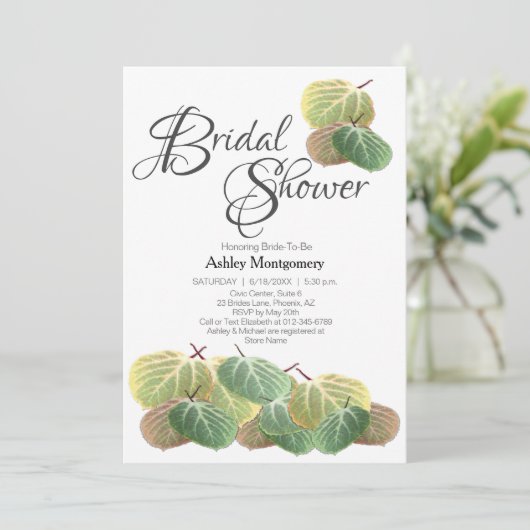 Rustige Vrijgezellenfeest Aspen Bark en Bladeren Kaart (Staand voorkant)