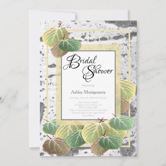 Rustige Vrijgezellenfeest Aspen Bark en Bladeren Kaart (Voorkant)