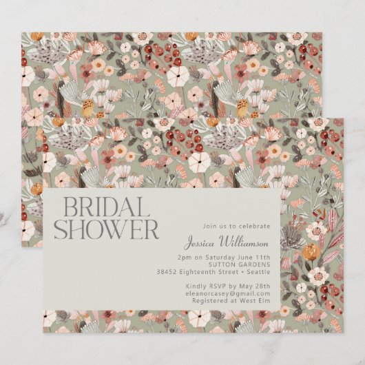 Rustige Vrijgezellenfeest Botanische Boho Kaart (Voorkant / Achterkant)