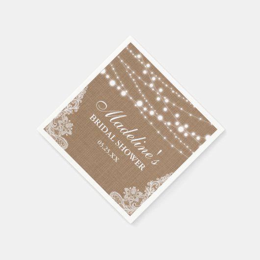 Rustige Vrijgezellenfeest Burlap String Lights Lac Servet (Hoek)