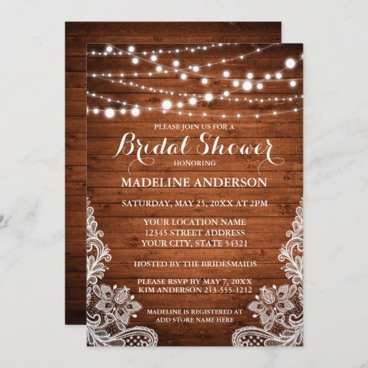 Rustige Vrijgezellenfeest Hood String Lights Lace Kaart (Voorkant / Achterkant)