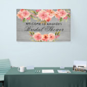 Rustige vrijgezellenfeest-koraalappelbloemen grijs spandoek (Beurs)