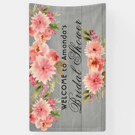 Rustige vrijgezellenfeest-koraalappelbloemen grijs spandoek (Verticaal)
