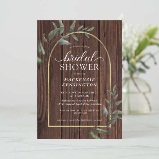 Rustige Vrijgezellenfeest met Eucalyptus Gold Arch Kaart (Staand voorkant)