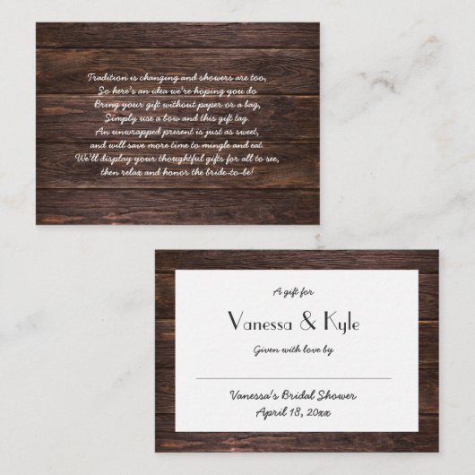 Rustige vrijgezellenfeest met houten kaart label (Voorkant / Achterkant)