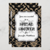 Rustige Vrijgezellenfeest Monogram Damask Kaart (Voorkant / Achterkant)