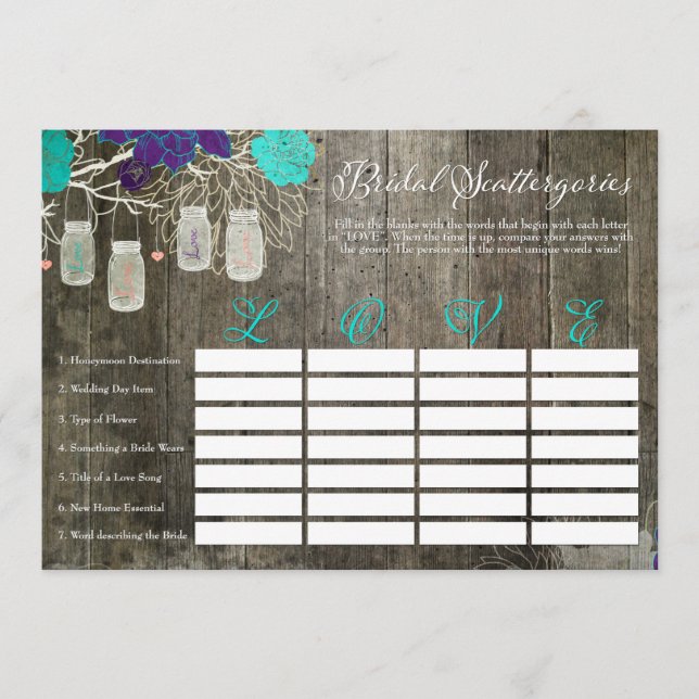 Rustige Vrijgezellenfeest Scattergories Love Game (Voorkant)