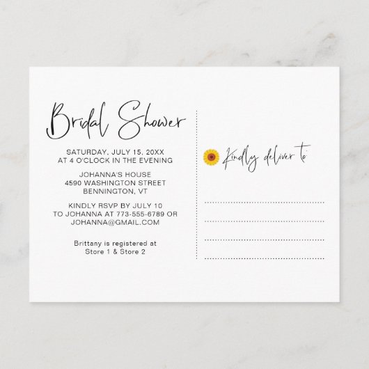 Rustige Vrijgezellenfeest zonnebloempitten Uitnodiging Briefkaart (Achterkant)