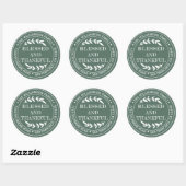 Rustige vrolijke Thanksgiving retouradres groen Ronde Sticker (Vel)