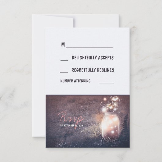 Rustige vuursteentjes met nachtverlichting Mason J RSVP Kaartje (Voorkant)
