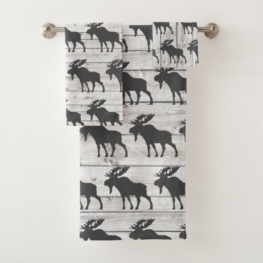 Rustige Wandelende Moose Shiplap Wood Bath Towel s Bad Handdoek (Insitu)