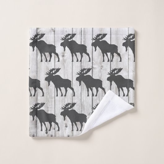 Rustige Wandelende Moose Shiplap Wood Bath Towel s Bad Handdoek (Wasdoekje)