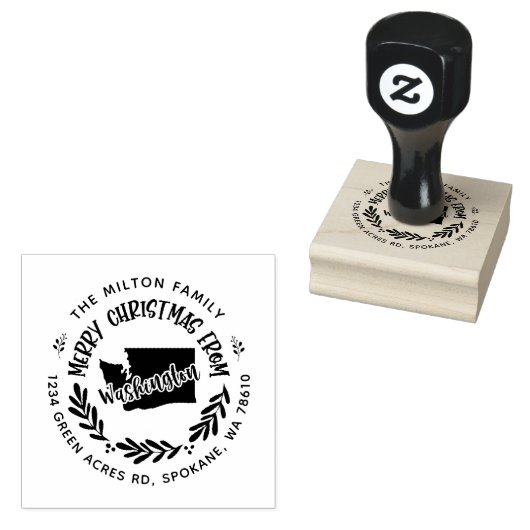 rustige washington kerstmis - retouradres rubberstempel (Gestempeld)