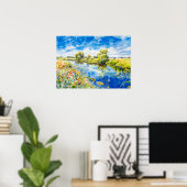 Rustige wateren in de Waterverf Spring Havelland Poster (Thuiskantoor)