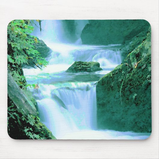 Rustige Waterval in Blauw en Groen Muismat (Voorkant)