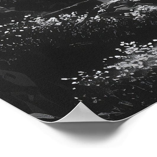 Rustige waterval in het bos - houtskoolkunst poster (Hoek)