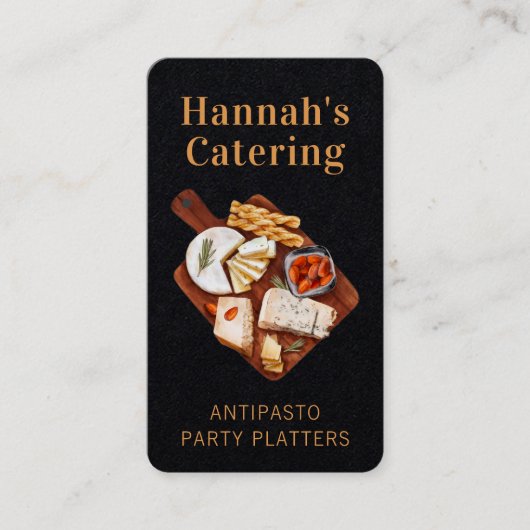 Rustige Waterverf Antipasto Platter catering Visitekaartje (Voorkant)