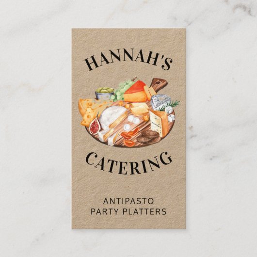 Rustige Waterverf Antipasto Platter catering Visitekaartje (Voorkant)