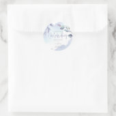 Rustige Waterverf Aqua Lila bladeren Ronde Sticker (Tas)