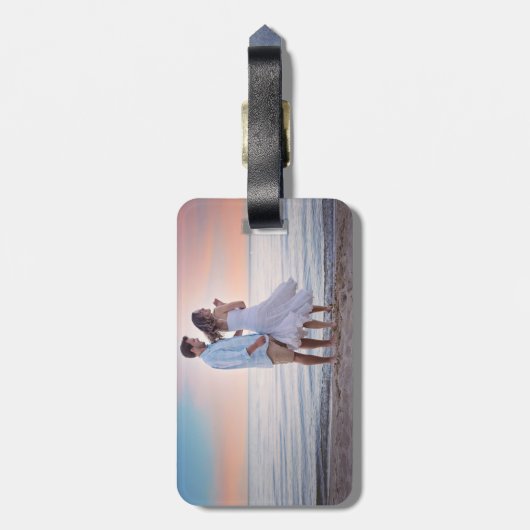 Rustige Waterverf Aqua Lila bladeren Sla de datum  Bagagelabel (Achterkant verticaal)