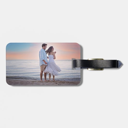 Rustige Waterverf Aqua Lila bladeren Sla de datum  Bagagelabel (Achterkant horizontaal)