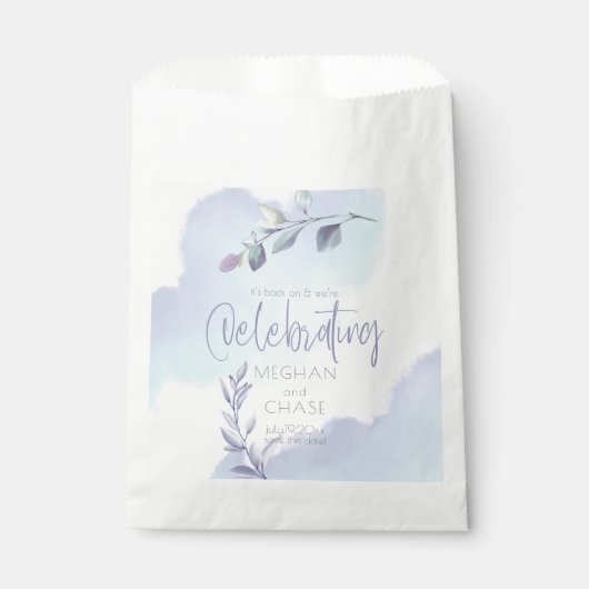 Rustige Waterverf Aqua Lila bladeren Sla de datum  Bedankzakje (Voorkant)