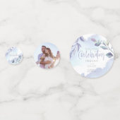 Rustige Waterverf Aqua Lila bladeren Sla de datum  Confetti (Voorkanten)