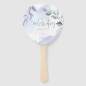 Rustige Waterverf Aqua Lila bladeren Sla de datum  Handwaaier (Voorkant)