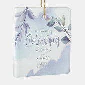 Rustige Waterverf Aqua Lila bladeren Sla de datum  Keramisch Ornament (Rechts)