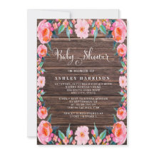 Rustige Waterverf Baby shower van houtroze flora