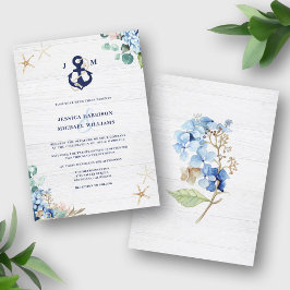 Rustige Waterverf Beach Floral Anchor Wedding Kaart
