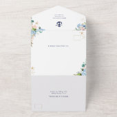 Rustige Waterverf Beach Nautical Floral Anchor All In One Uitnodiging (Buitenkant)