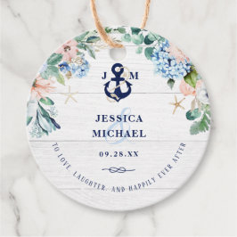 Rustige Waterverf Beach Nautical Floral Wedding Bedankjes Labels