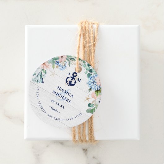 Rustige Waterverf Beach Nautical Floral Wedding Bedankjes Labels (In situ)
