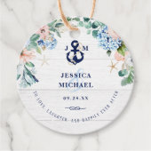 Rustige Waterverf Beach Nautical Floral Wedding Bedankjes Labels (Voorkant)