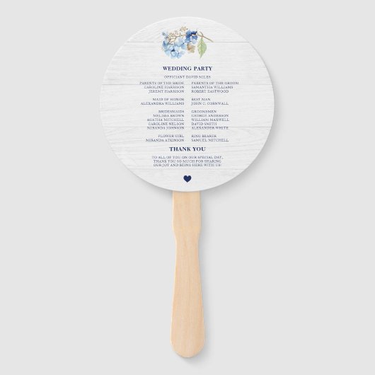 Rustige Waterverf Beach Nautical Floral Wedding Handwaaier (Achterkant)