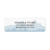 Rustige waterverf bergachtige landbruiloft etiket (Voorkant)