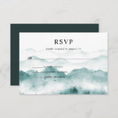 Rustige Waterverf bergbomen RSVP Kaartje (Voorkant / Achterkant)