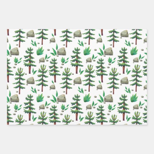 Rustige Waterverf bergbos Inpakpapier Vel (Voorkant 3)