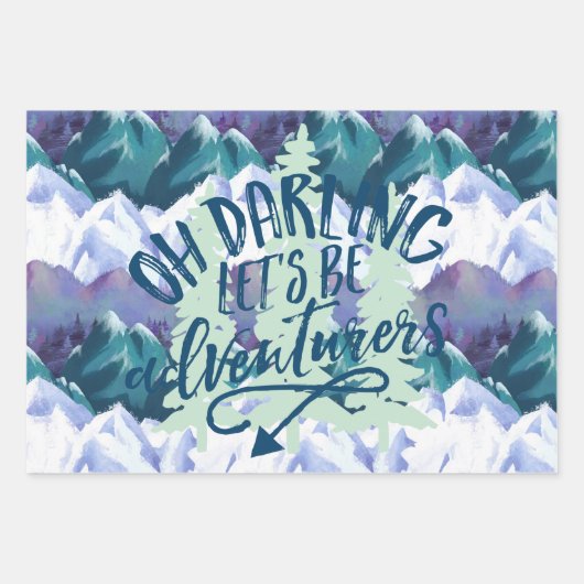 Rustige Waterverf bergbos Inpakpapier Vel (Voorkant)