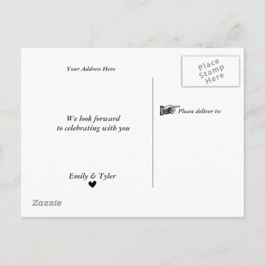 Rustige Waterverf Bergdenpine: houtbesparingsdatum Aankondigingskaart (Achterkant)