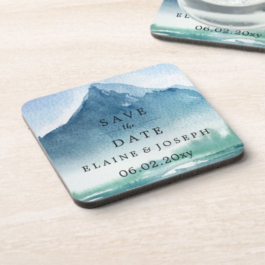 Rustige Waterverf bergen meer sparen de datum Bier Onderzetter (Linkerzijde)