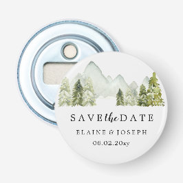 Rustige Waterverf bergen meer sparen de datum Button Flesopener