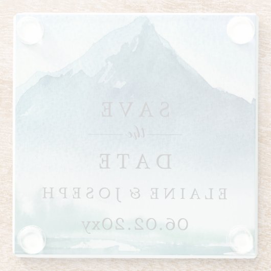 Rustige Waterverf bergen meer sparen de datum Glazen Onderzetter (Achterkant)