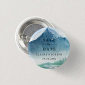 Rustige Waterverf bergen meer sparen de datum Ronde Button 3,2 Cm (Voorkant /achterkant)