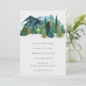 Rustige Waterverf bergen pine sparen de datum Kaart (Staand voorkant)