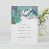 Rustige Waterverf bergen pine sparen de datum Kaart (Staand voorkant)