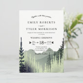 Rustige Waterverf bergen Pine Trees Wedding Kaart (Staand voorkant)
