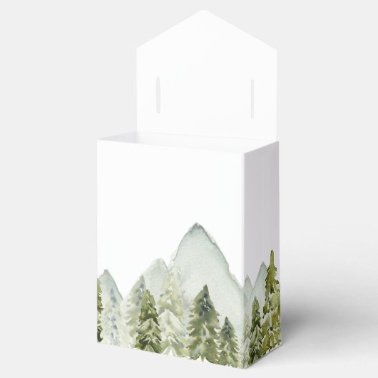 Rustige Waterverf bergen Pine Winter Wedding Bedankdoosjes (Geopend)